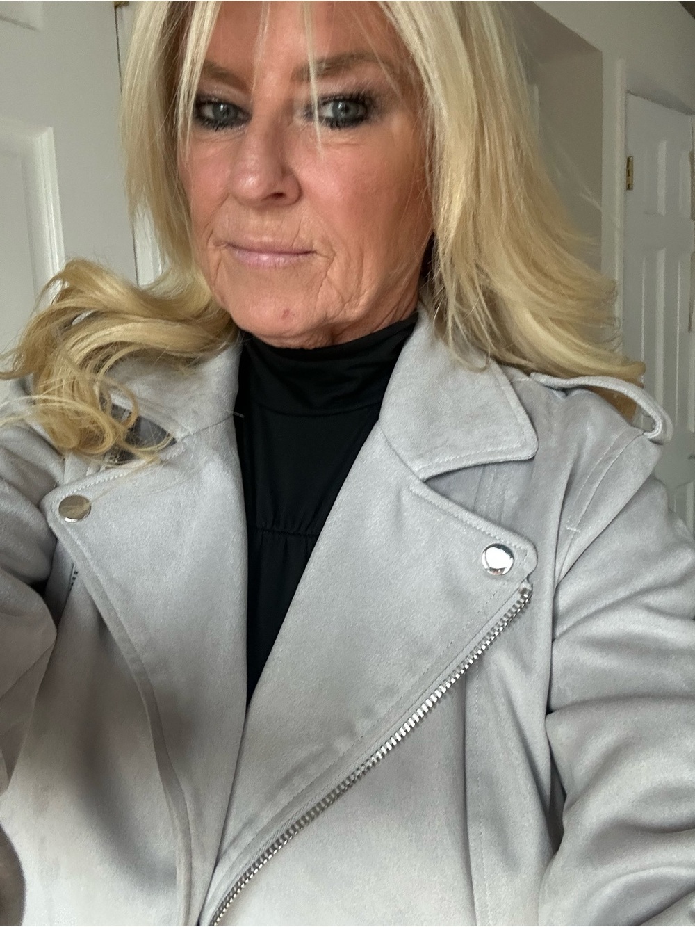 Forever 21 Light Gray Suede-Look Moto Jacket